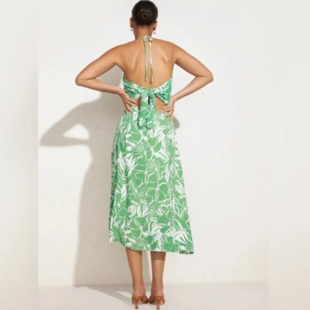 Faithfull The Brand Taormina Midi Dress In El Marsa Floral Green US 10- NWT - Picture 3 of 9